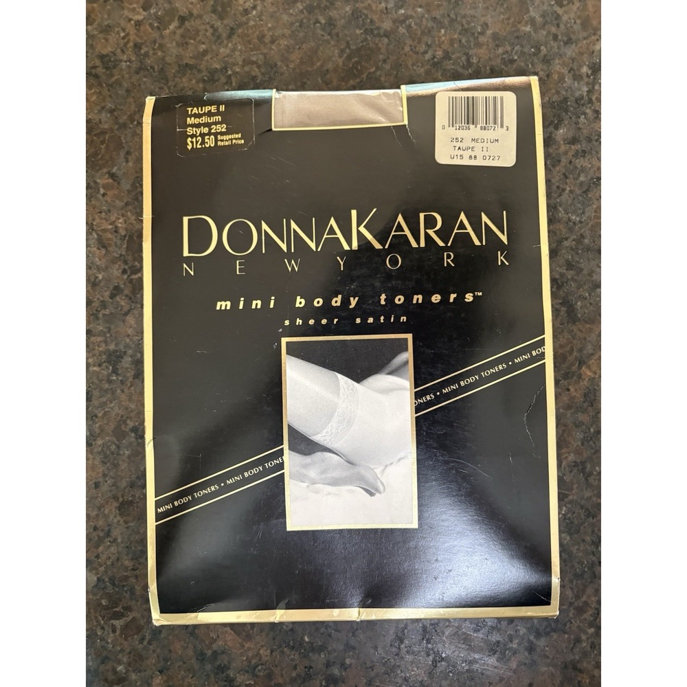 Donna Karan Mini Body Toners Sheer Satin Pantyhose 252 Taupe II Size Medium